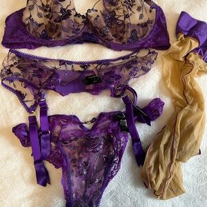 Honey Birdette Purple Lace Bra Set